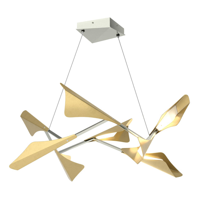 Hubbardton Forge 2020 Sterling Modern Brass Standard Plume 8-Light LED Pendant