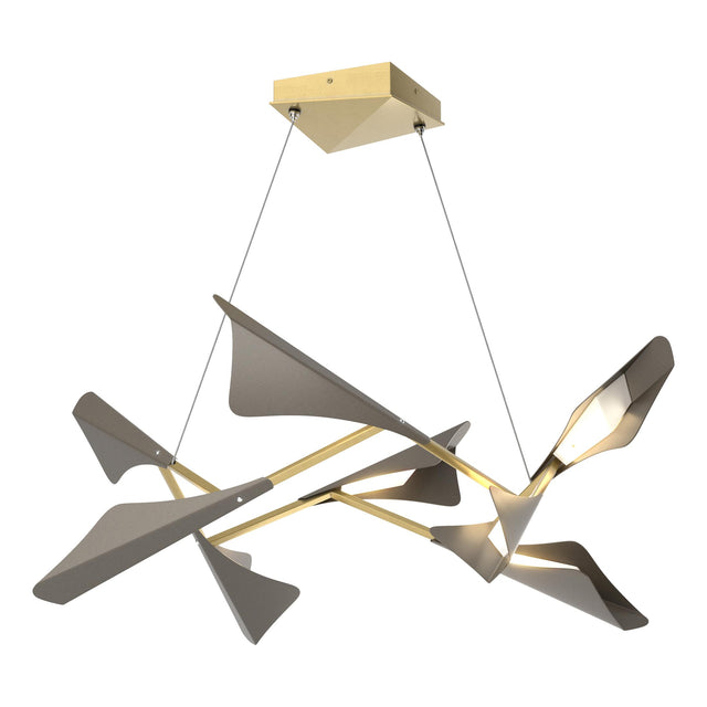 Hubbardton Forge 2020 Modern Brass Dark Smoke Standard Plume 8-Light LED Pendant
