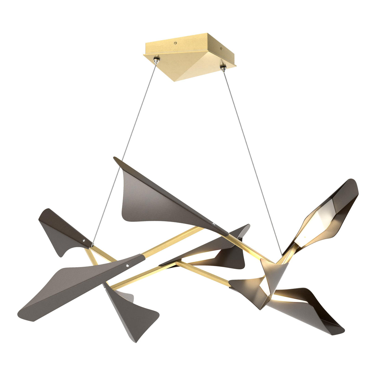 Hubbardton Forge 2020 Modern Brass Oil Rubbed Bronze Standard Plume 8-Light LED Pendant