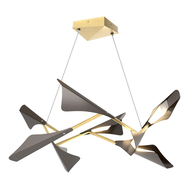 Hubbardton Forge 2020 Modern Brass Oil Rubbed Bronze Standard Plume 8-Light LED Pendant