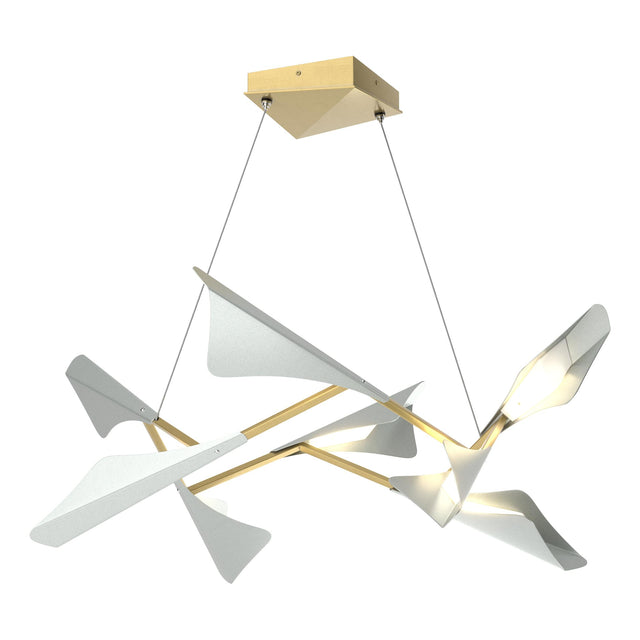 Hubbardton Forge 2020 Modern Brass Vintage Platinum Standard Plume 8-Light LED Pendant