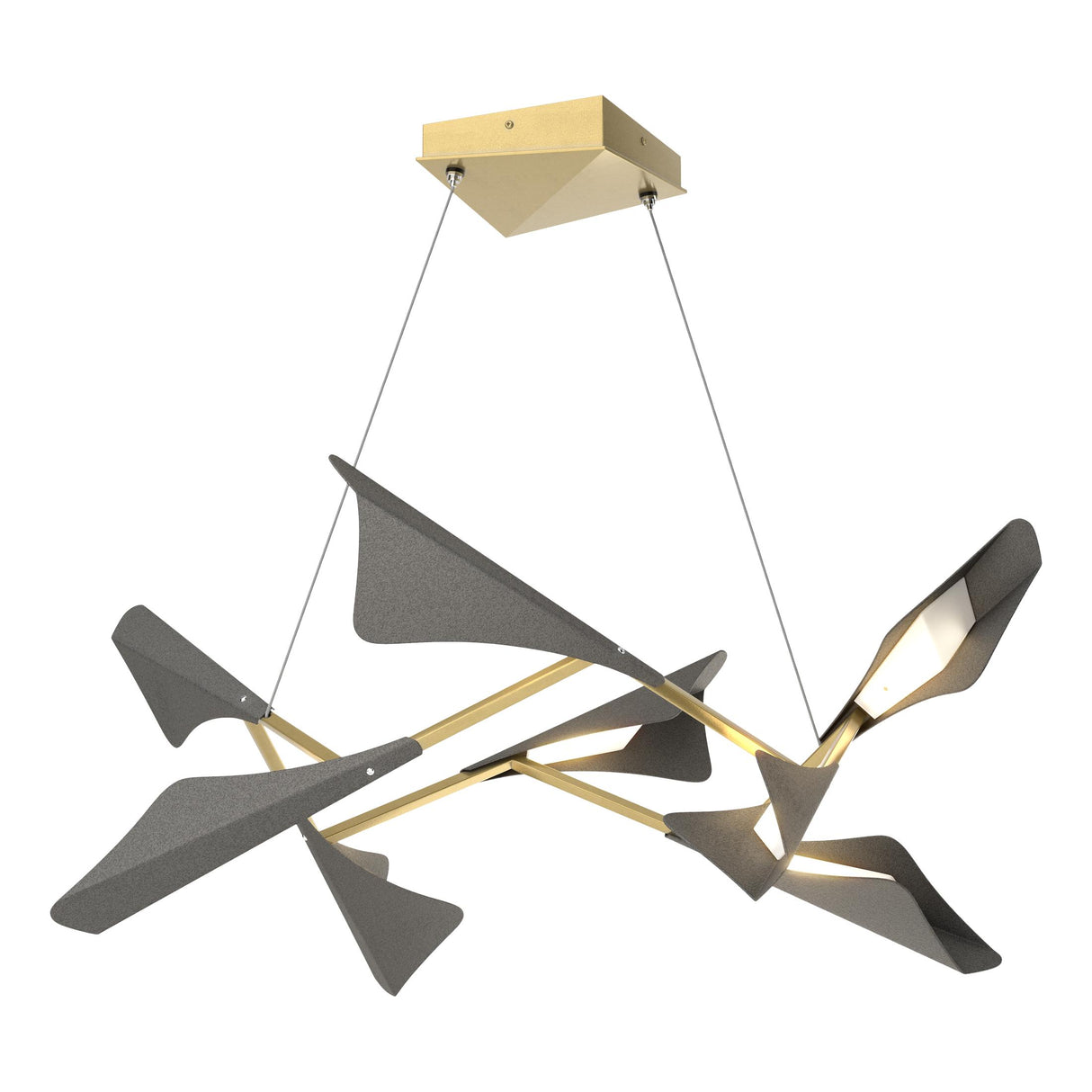 Hubbardton Forge 2020 Modern Brass Natural Iron Standard Plume 8-Light LED Pendant