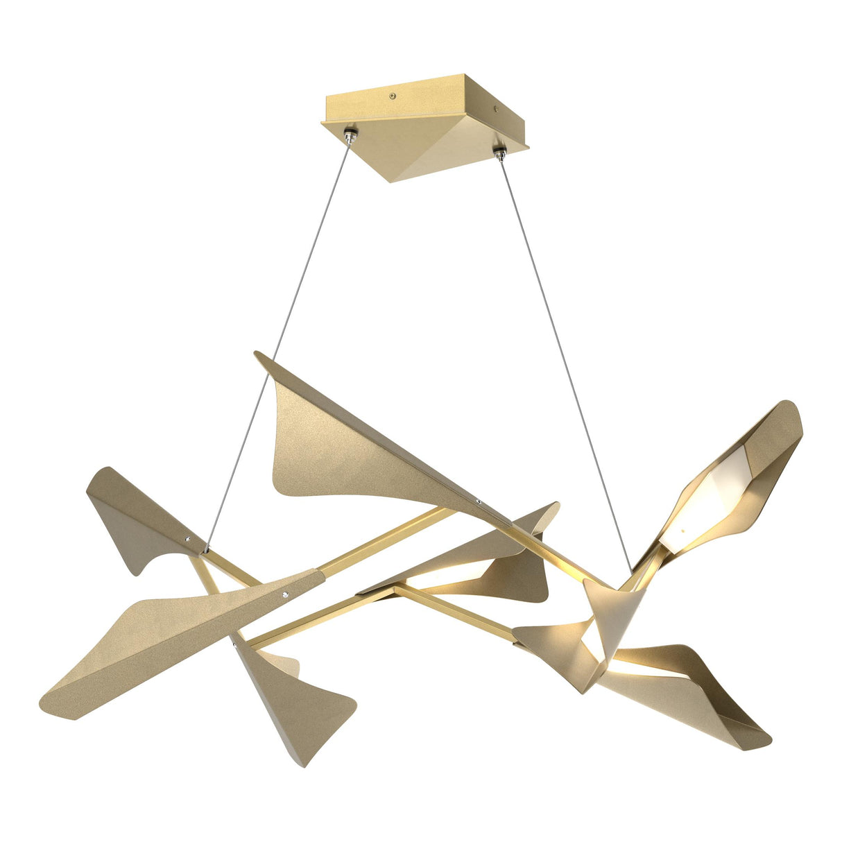 Hubbardton Forge 2020 Modern Brass Soft Gold Standard Plume 8-Light LED Pendant