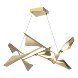 Hubbardton Forge 2020 Modern Brass Soft Gold Standard Plume 8-Light LED Pendant
