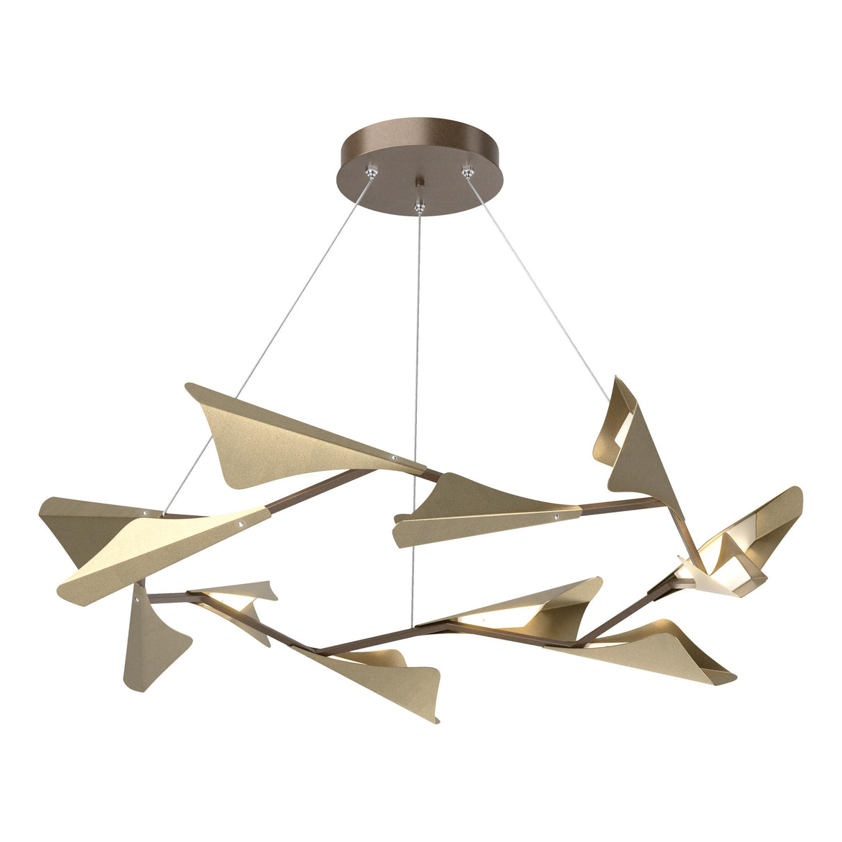 Hubbardton Forge 2020 Bronze Soft Gold Standard Plume 12-Light LED Pendant
