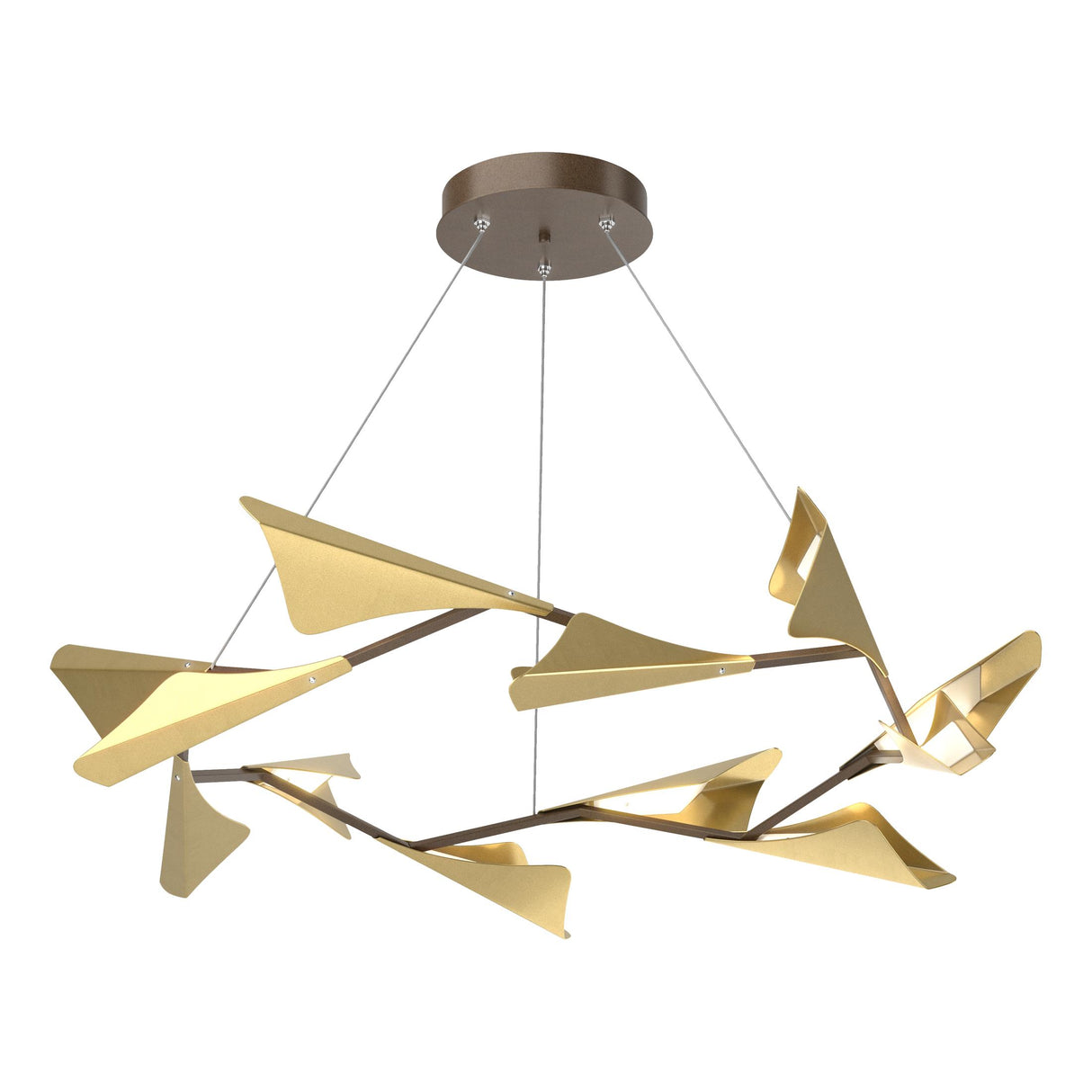 Hubbardton Forge 2020 Bronze Modern Brass Standard Plume 12-Light LED Pendant