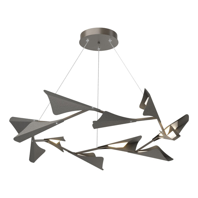 Hubbardton Forge 2020 Dark Smoke Natural Iron Standard Plume 12-Light LED Pendant