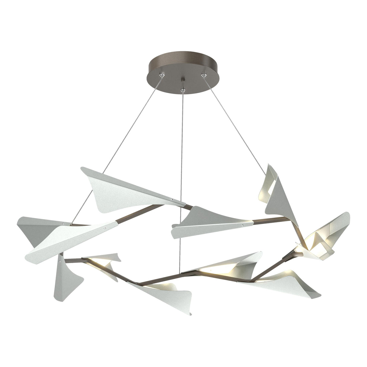 Hubbardton Forge 2020 Dark Smoke Vintage Platinum Standard Plume 12-Light LED Pendant