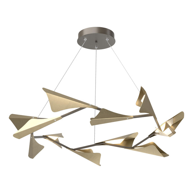Hubbardton Forge 2020 Dark Smoke Soft Gold Standard Plume 12-Light LED Pendant
