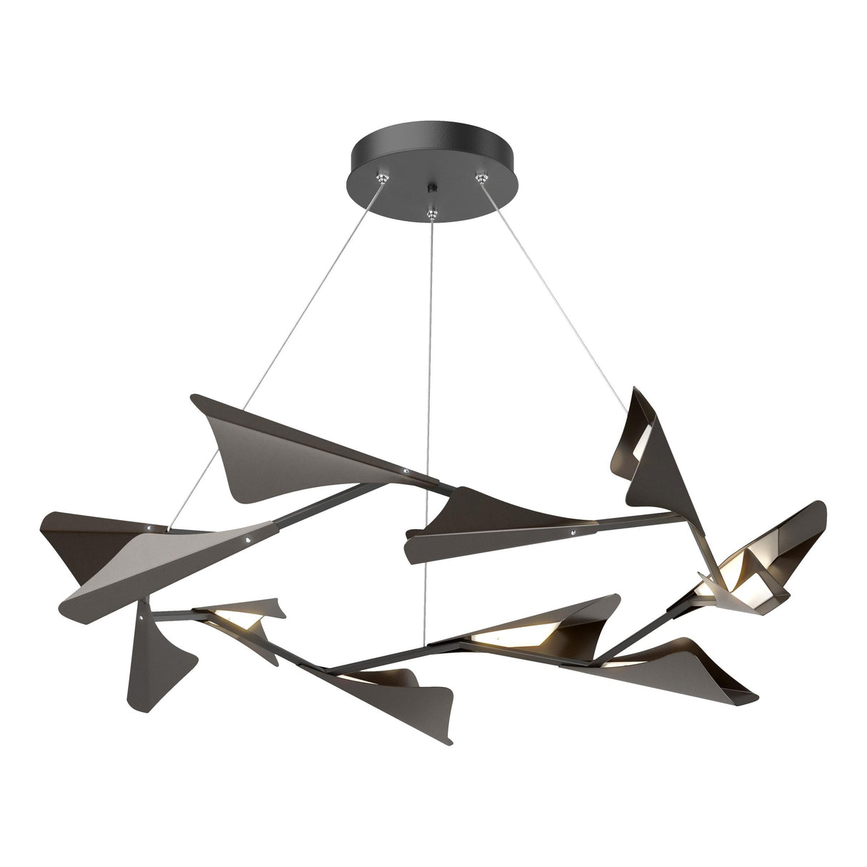 Hubbardton Forge 2020 Black Oil Rubbed Bronze Standard Plume 12-Light LED Pendant
