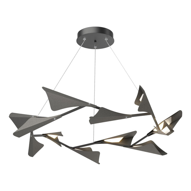 Hubbardton Forge 2020 Black Natural Iron Standard Plume 12-Light LED Pendant