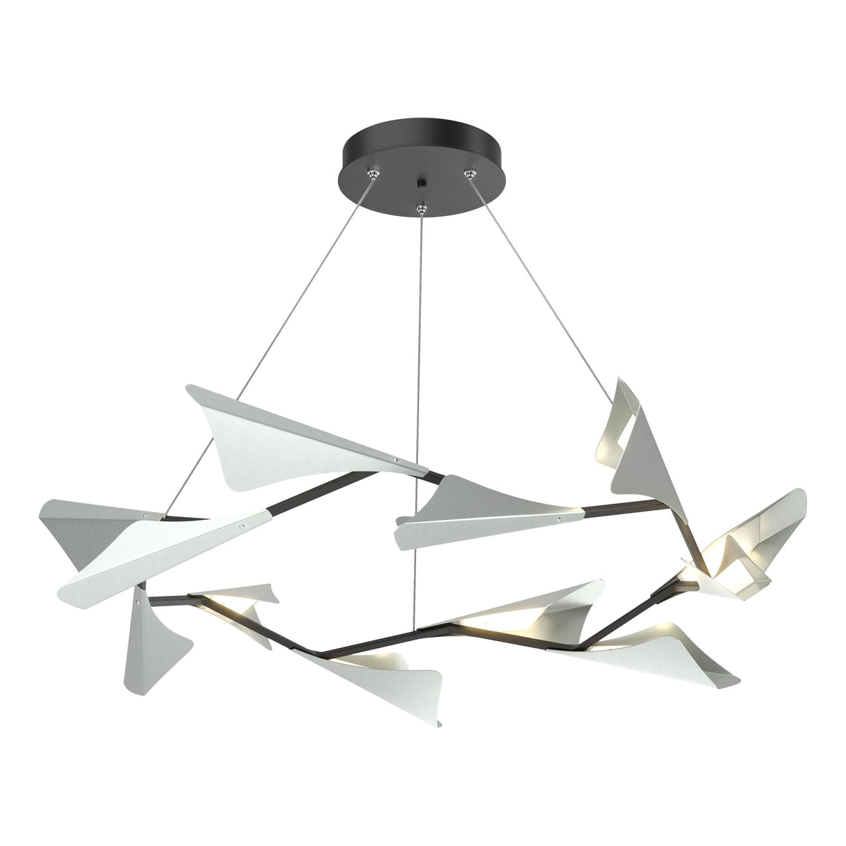 Hubbardton Forge 2020 Black Vintage Platinum Standard Plume 12-Light LED Pendant