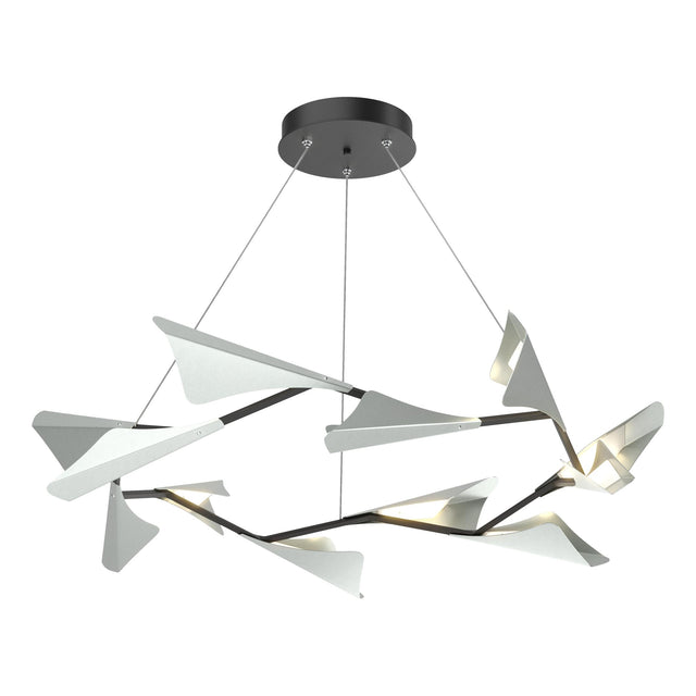 Hubbardton Forge 2020 Black Vintage Platinum Standard Plume 12-Light LED Pendant