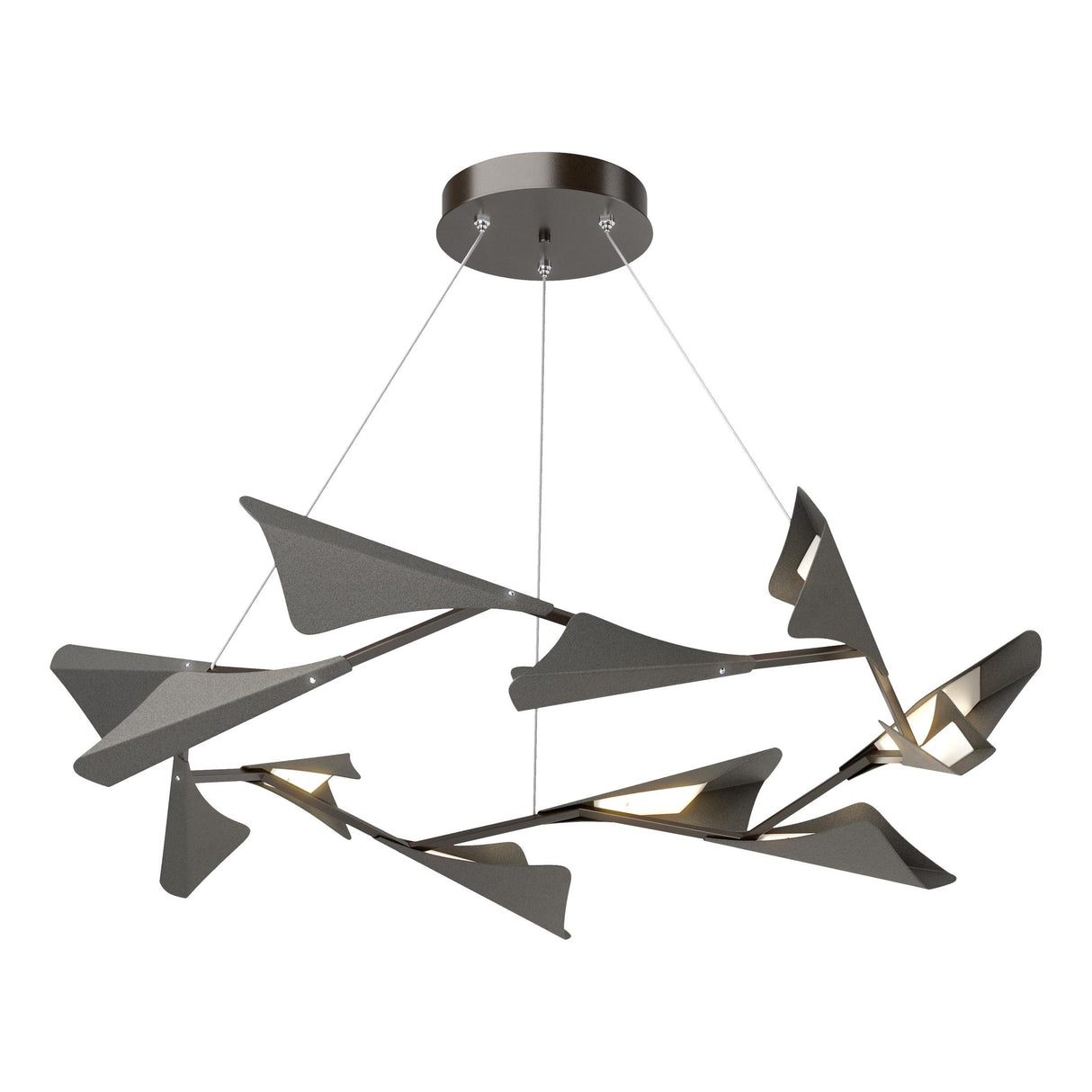 Hubbardton Forge 2020 Oil Rubbed Bronze Natural Iron Standard Plume 12-Light LED Pendant
