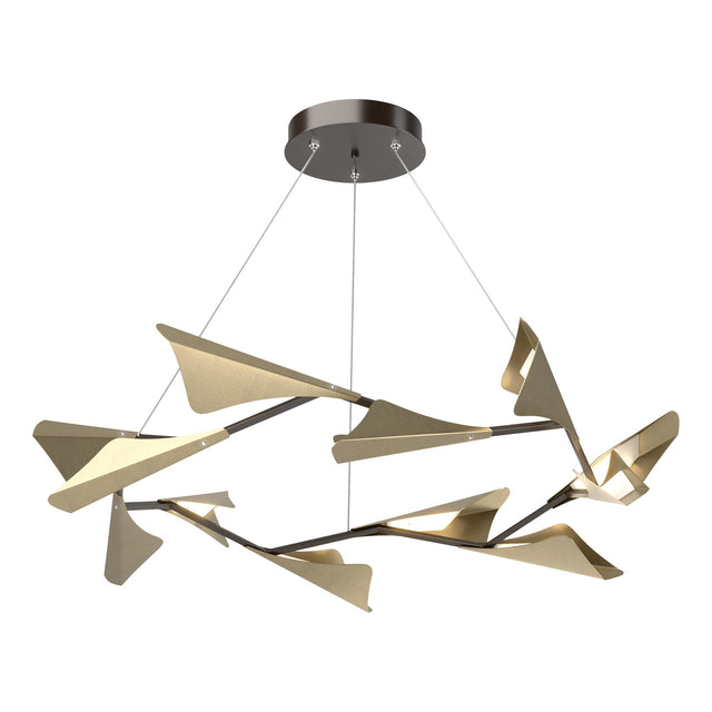 Hubbardton Forge 2020 Oil Rubbed Bronze Soft Gold Standard Plume 12-Light LED Pendant