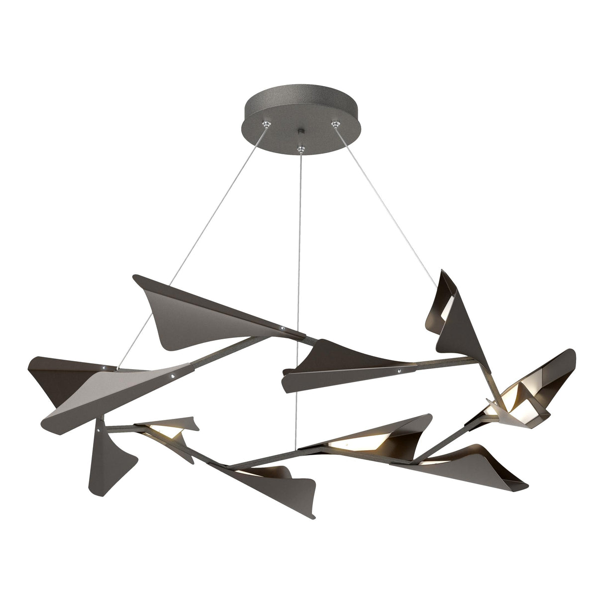Hubbardton Forge 2020 Natural Iron Oil Rubbed Bronze Standard Plume 12-Light LED Pendant