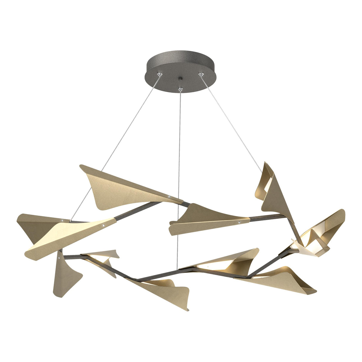 Hubbardton Forge 2020 Natural Iron Soft Gold Standard Plume 12-Light LED Pendant