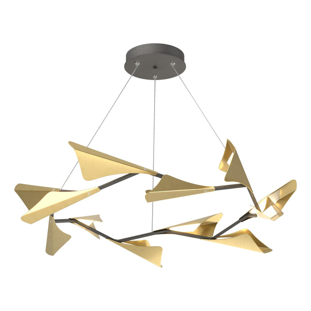 Hubbardton Forge 2020 Natural Iron Modern Brass Standard Plume 12-Light LED Pendant