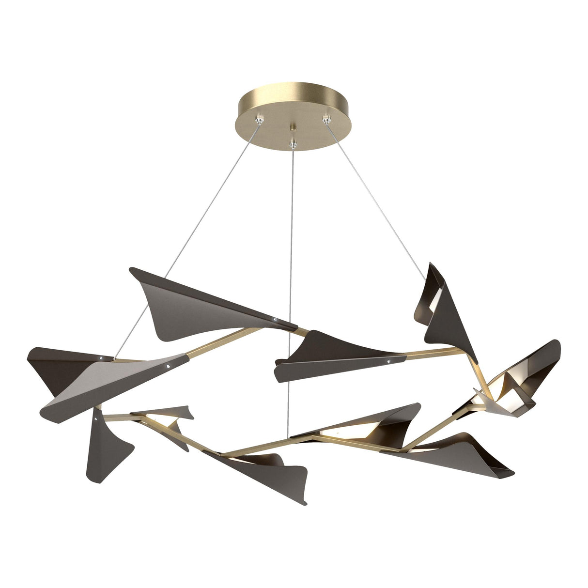 Hubbardton Forge 2020 Soft Gold Oil Rubbed Bronze Standard Plume 12-Light LED Pendant