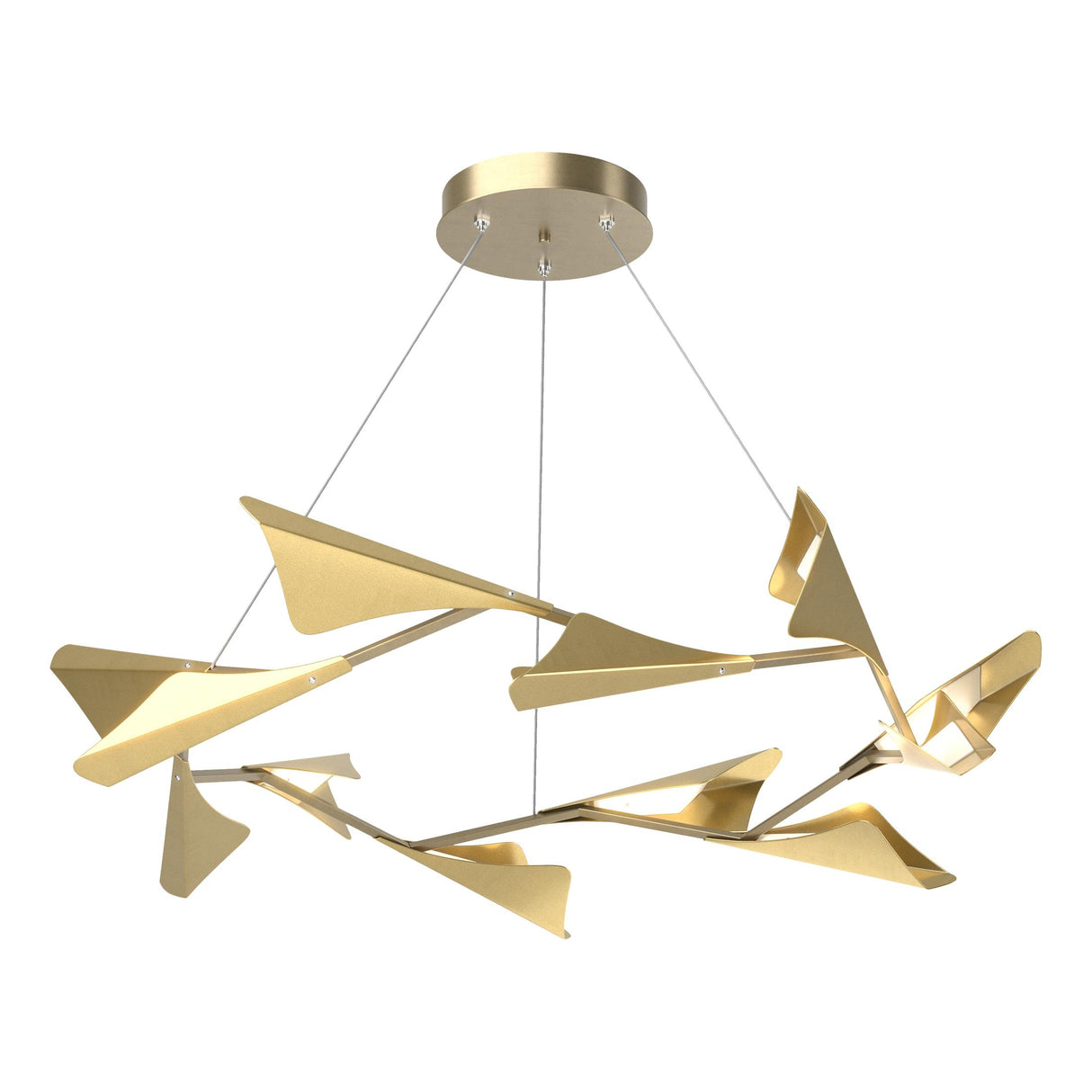 Hubbardton Forge 2020 Soft Gold Modern Brass Standard Plume 12-Light LED Pendant