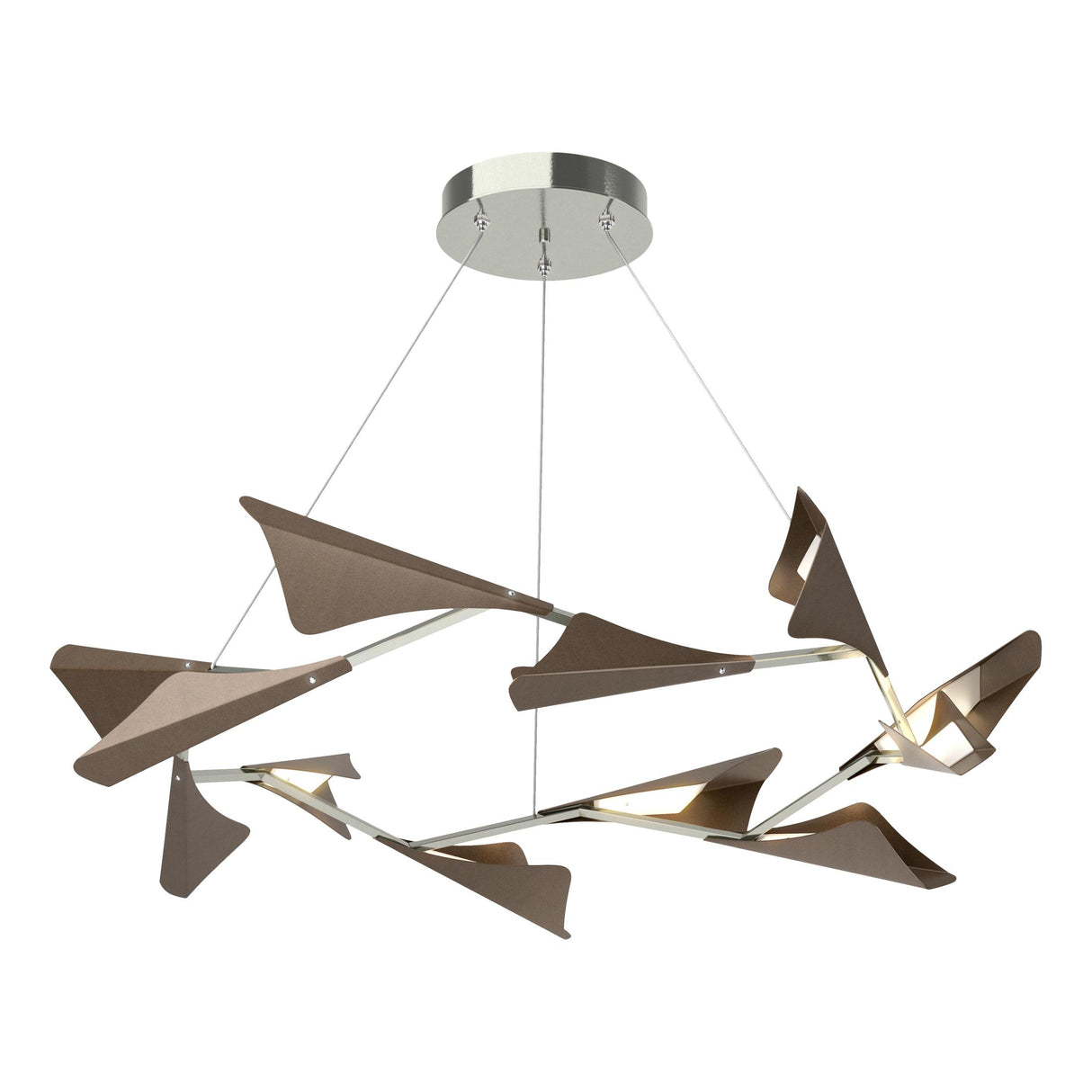 Hubbardton Forge 2020 Sterling Bronze Standard Plume 12-Light LED Pendant