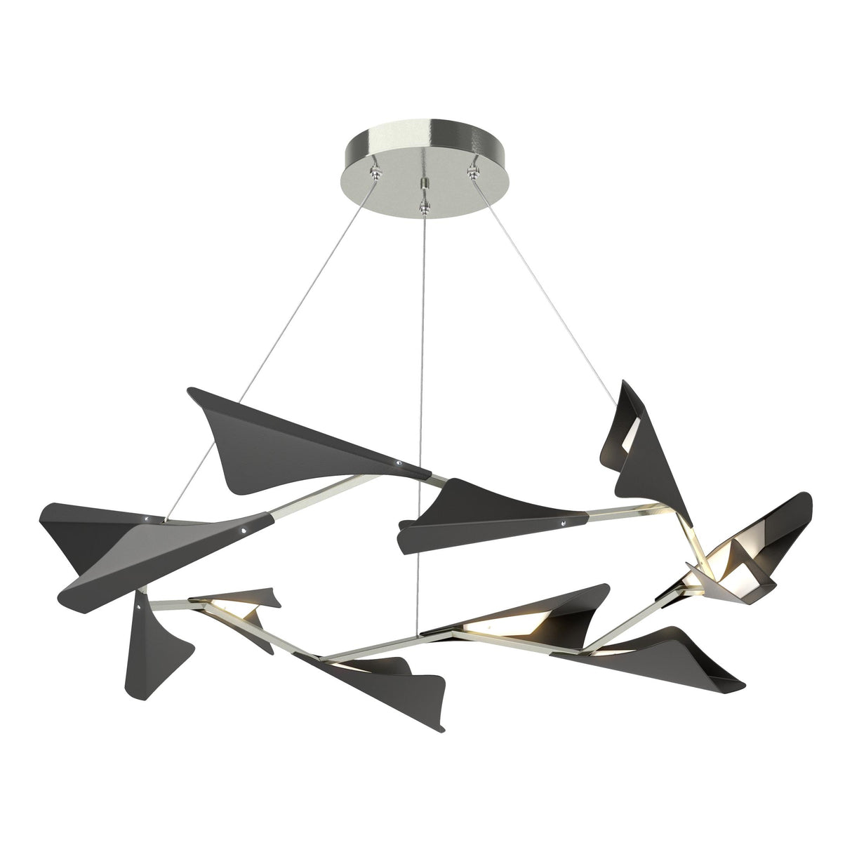 Hubbardton Forge 2020 Sterling Black Standard Plume 12-Light LED Pendant