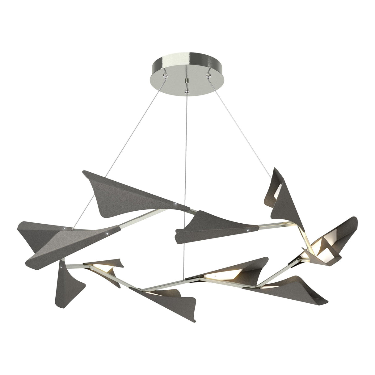 Hubbardton Forge 2020 Sterling Natural Iron Standard Plume 12-Light LED Pendant