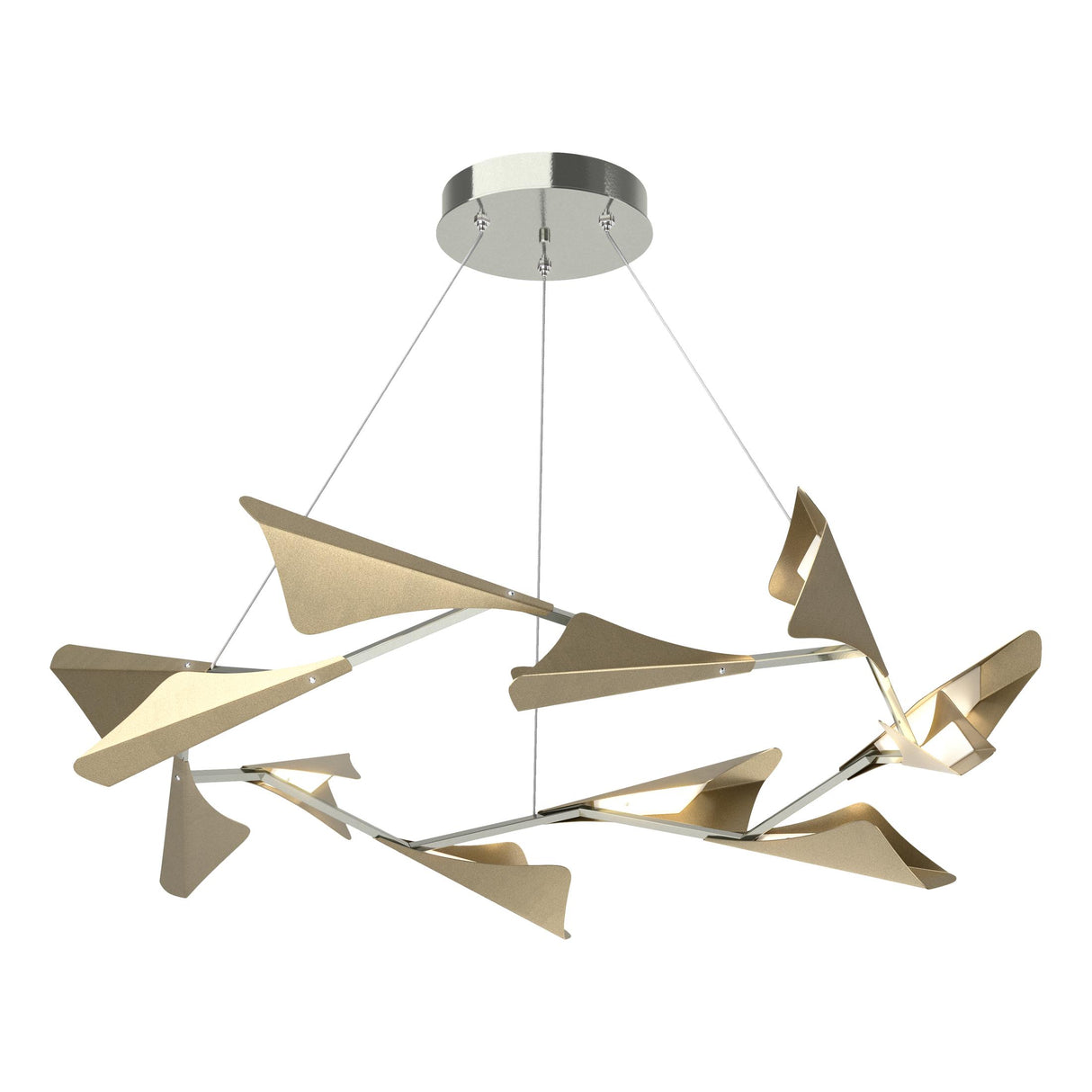 Hubbardton Forge 2020 Sterling Soft Gold Standard Plume 12-Light LED Pendant