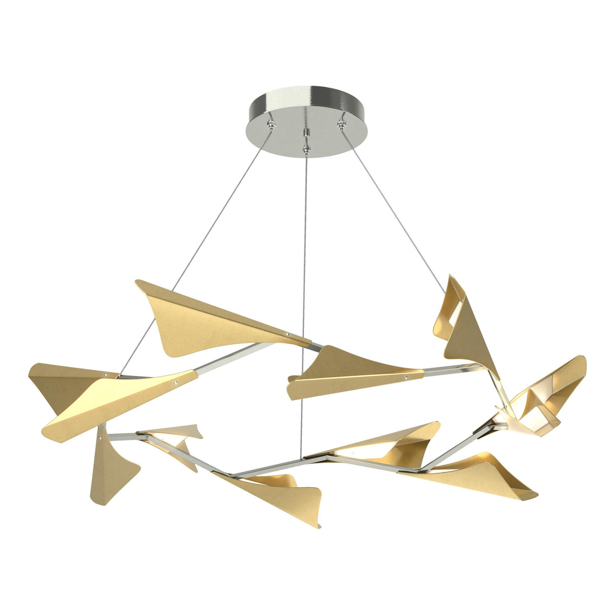 Hubbardton Forge 2020 Sterling Modern Brass Standard Plume 12-Light LED Pendant