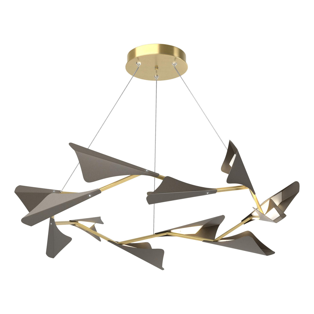 Hubbardton Forge 2020 Modern Brass Dark Smoke Standard Plume 12-Light LED Pendant