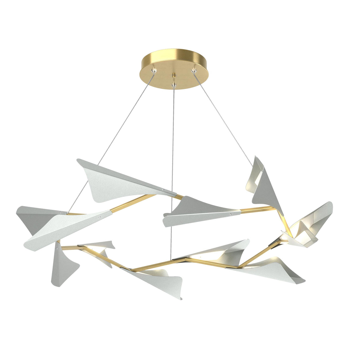 Hubbardton Forge 2020 Modern Brass Vintage Platinum Standard Plume 12-Light LED Pendant