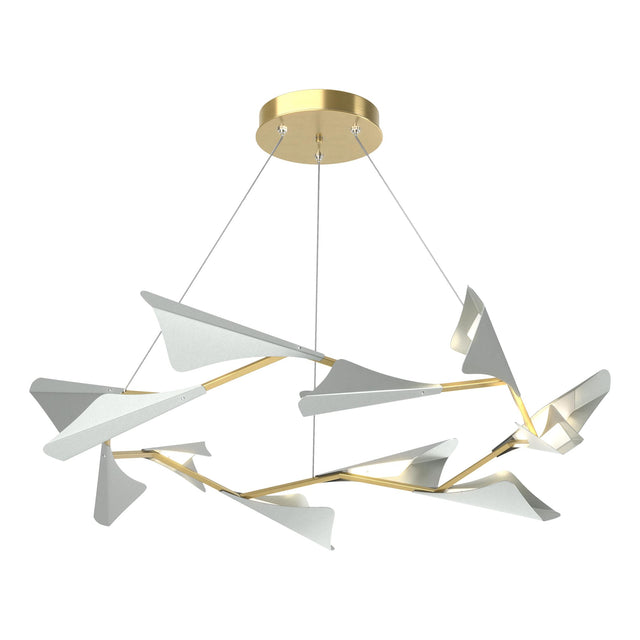Hubbardton Forge 2020 Modern Brass Vintage Platinum Standard Plume 12-Light LED Pendant