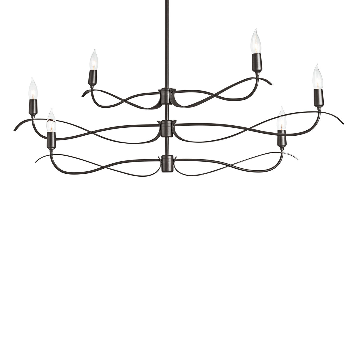 Hubbardton Forge 2021 Dark Smoke Multi Willow 6-Light Small Chandelier