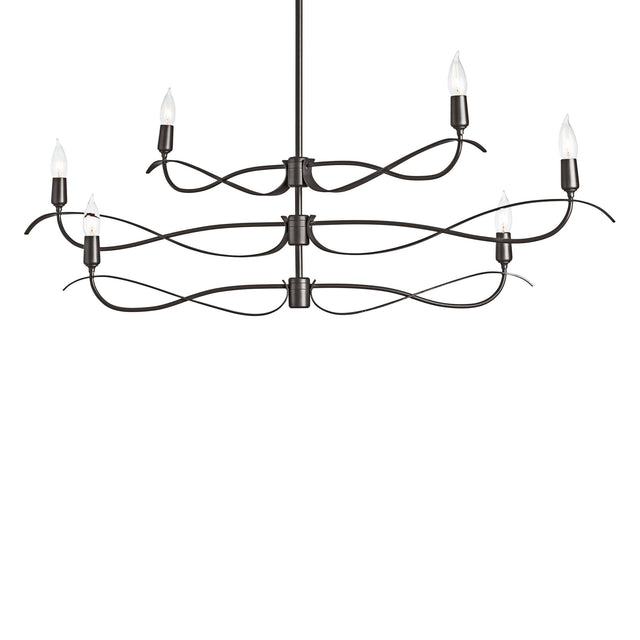 Hubbardton Forge 2021 Dark Smoke Multi Willow 6-Light Small Chandelier