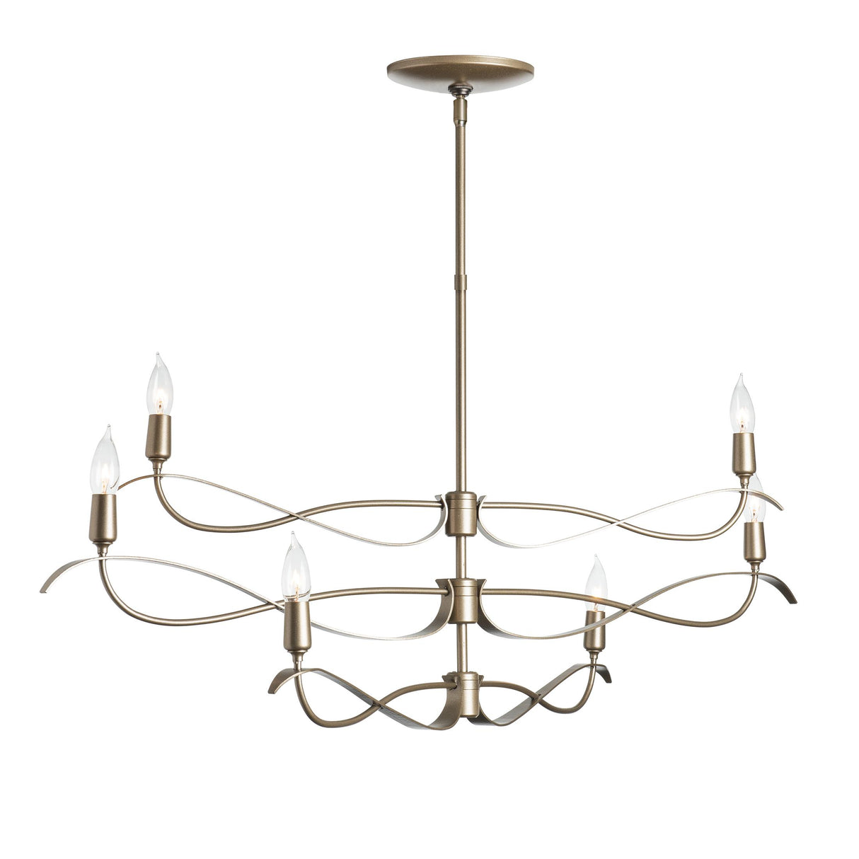 Hubbardton Forge 2021 Vintage Platinum Multi Willow 6-Light Small Chandelier