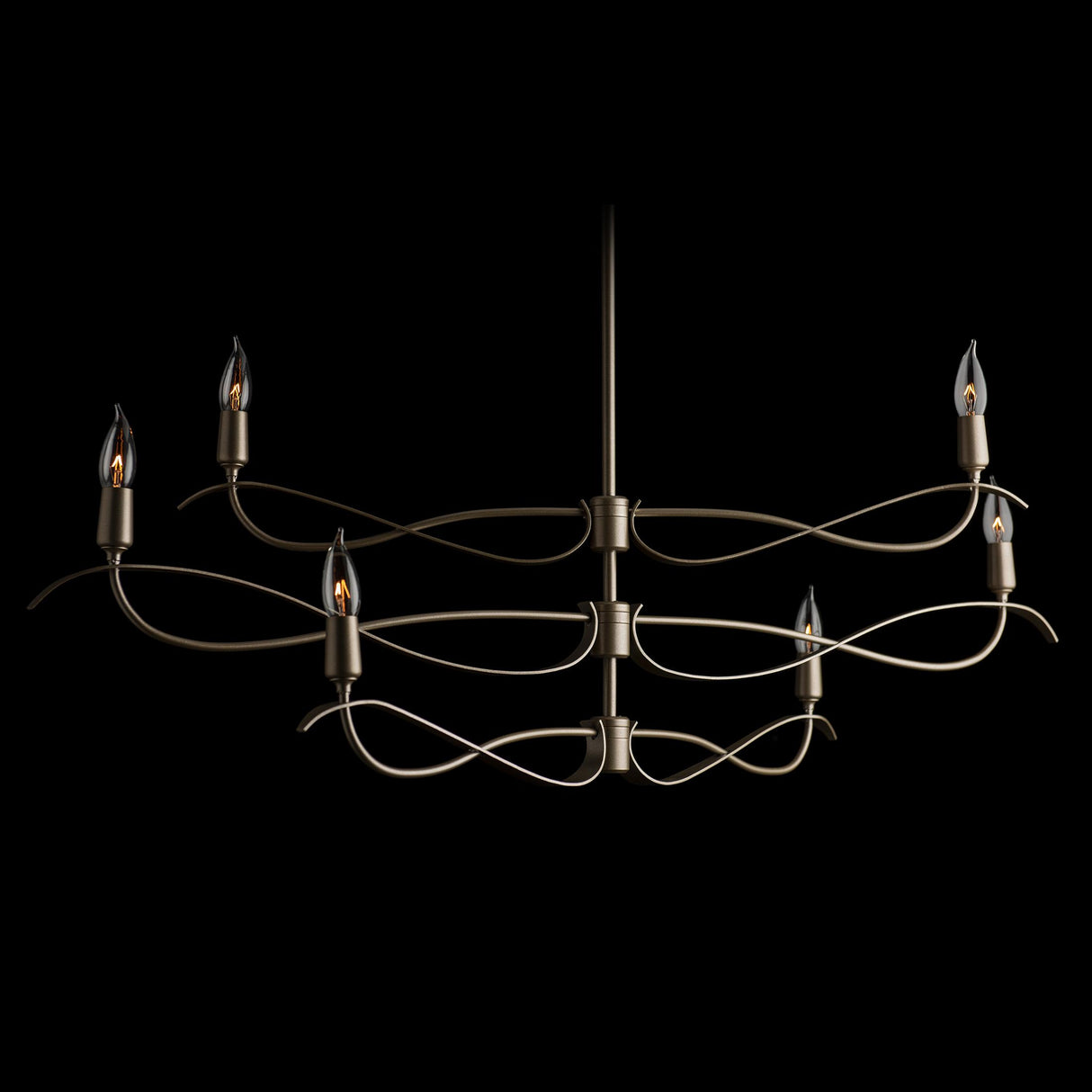 Hubbardton Forge 2021 Vintage Platinum Multi Willow 6-Light Small Chandelier