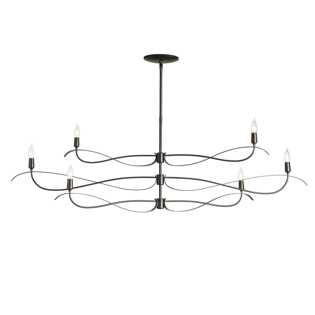 Hubbardton Forge 2021 Dark Smoke Multi Willow 6-Light Large Chandelier