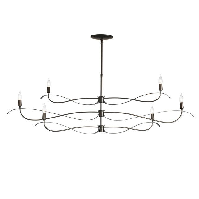 Hubbardton Forge 2021 Dark Smoke Multi Willow 6-Light Large Chandelier