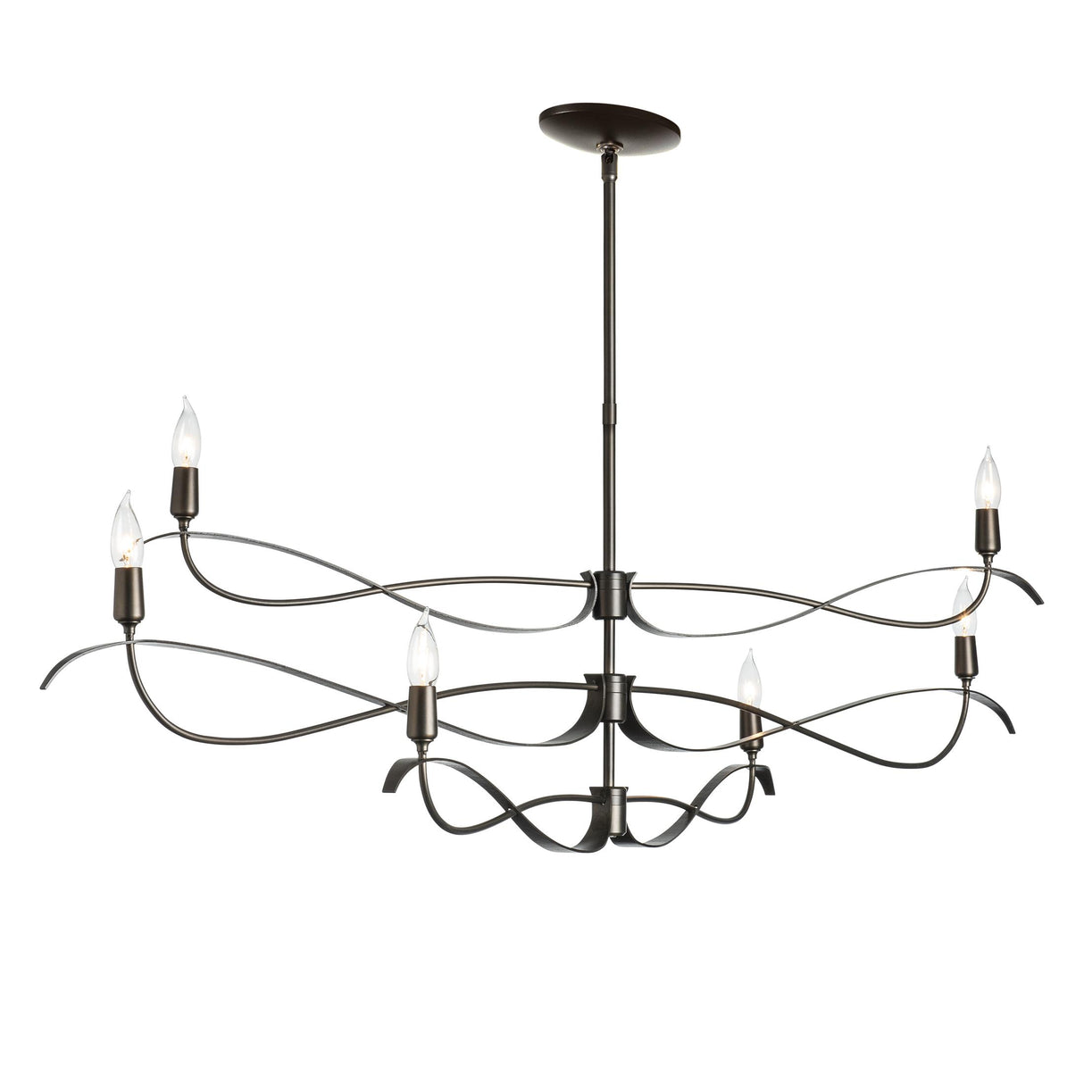 Hubbardton Forge 2021 Dark Smoke Multi Willow 6-Light Large Chandelier