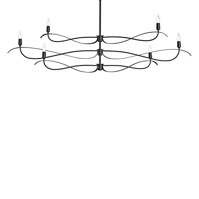 Hubbardton Forge 2021 Black Multi Willow 6-Light Large Chandelier
