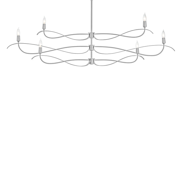Hubbardton Forge 2021 Vintage Platinum Multi Willow 6-Light Large Chandelier