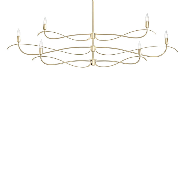 Hubbardton Forge 2021 Modern Brass Multi Willow 6-Light Large Chandelier