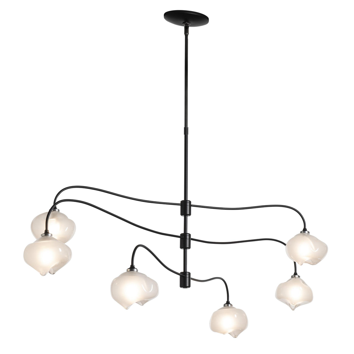 Hubbardton Forge 2021 Black Frosted Glass (FD) Multi Ume 6-Light Large Pendant