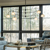 Hubbardton Forge 2021 Black Frosted Glass (FD) Multi Ume 6-Light Large Pendant