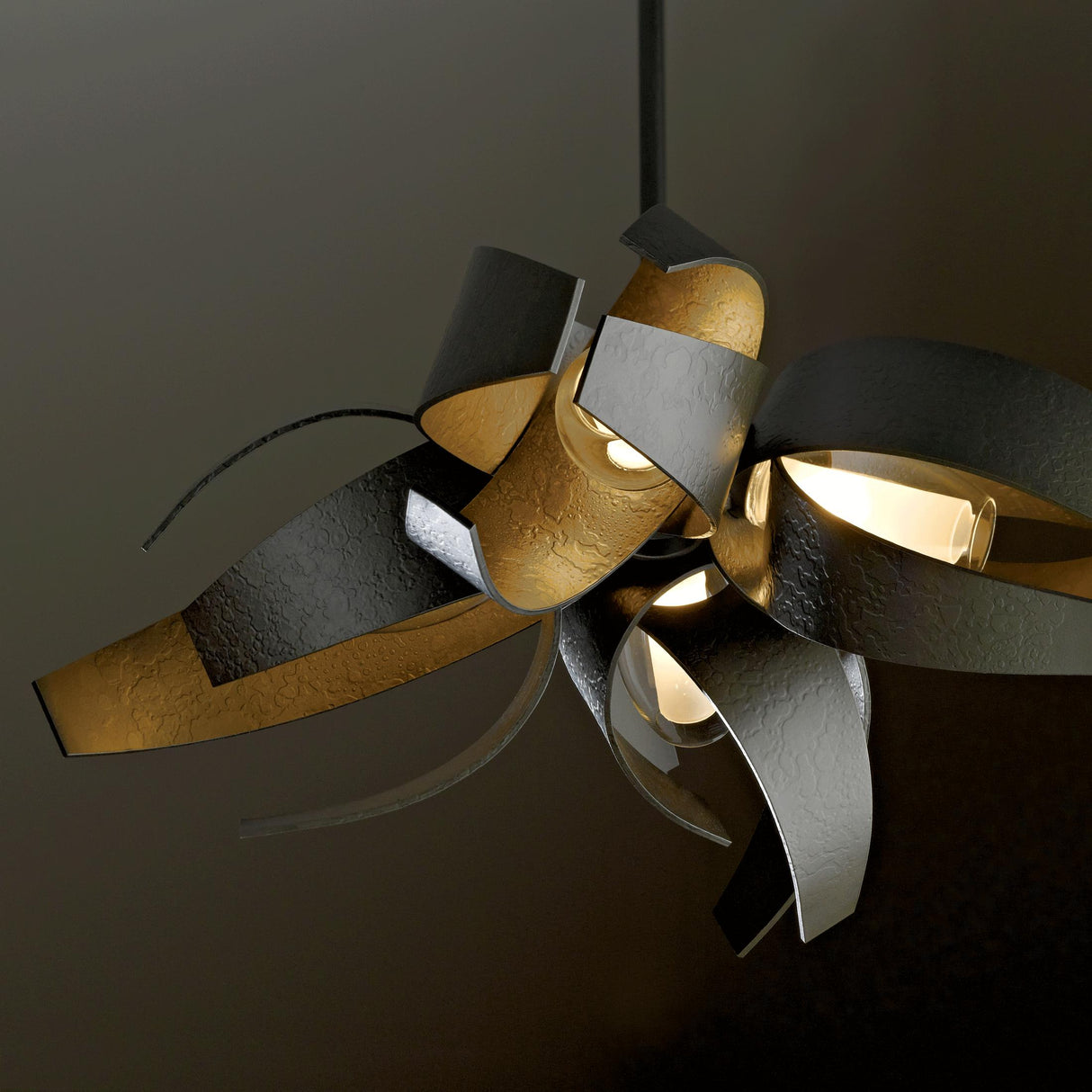 Hubbardton Forge 2013 Dark Smoke Clear Glass with Frosted Diffuser (YE) Multi Corona Small Pendant