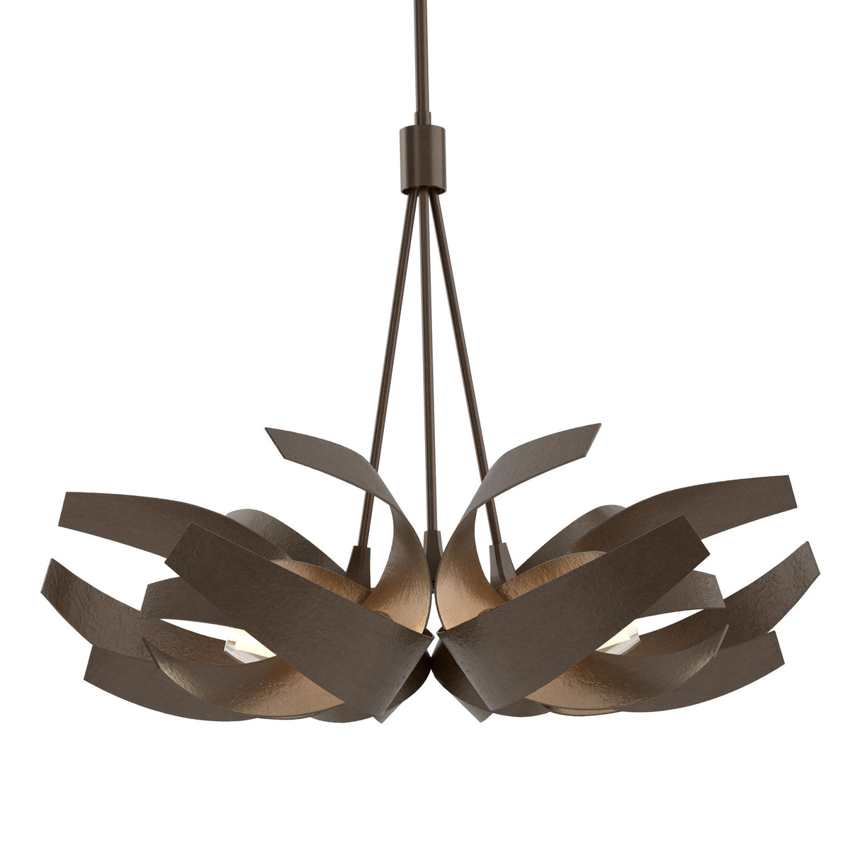 Hubbardton Forge 2012 Bronze Clear Glass with Frosted Diffuser (YE) Multi Corona Pendant