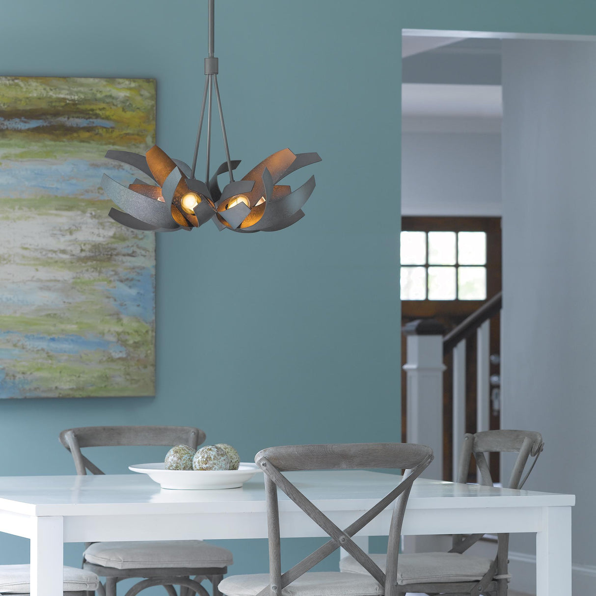 Hubbardton Forge 2012 Dark Smoke Clear Glass with Frosted Diffuser (YE) Multi Corona Pendant