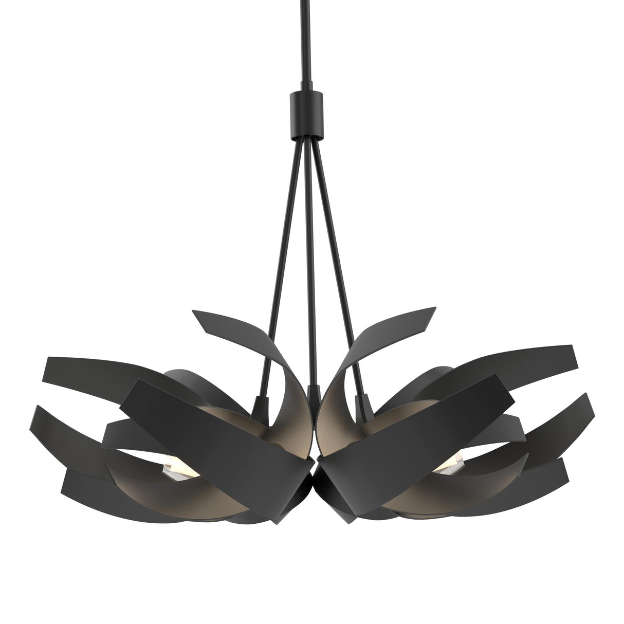 Hubbardton Forge 2012 Black Clear Glass with Frosted Diffuser (YE) Multi Corona Pendant