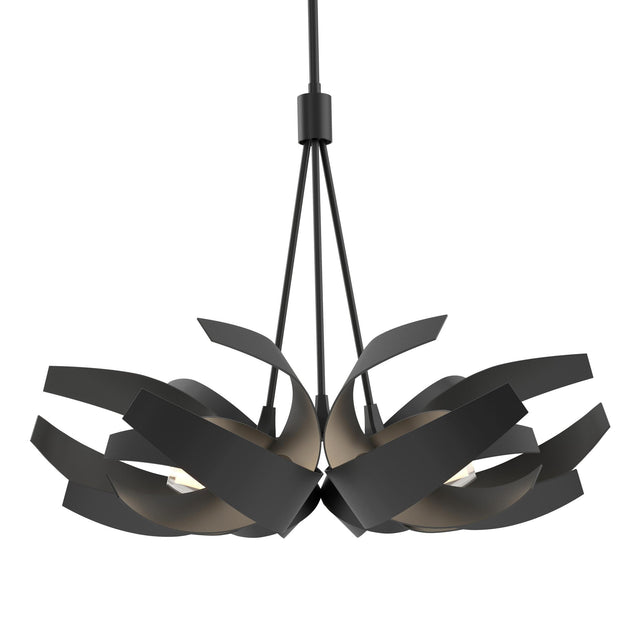 Hubbardton Forge 2012 Black Clear Glass with Frosted Diffuser (YE) Multi Corona Pendant
