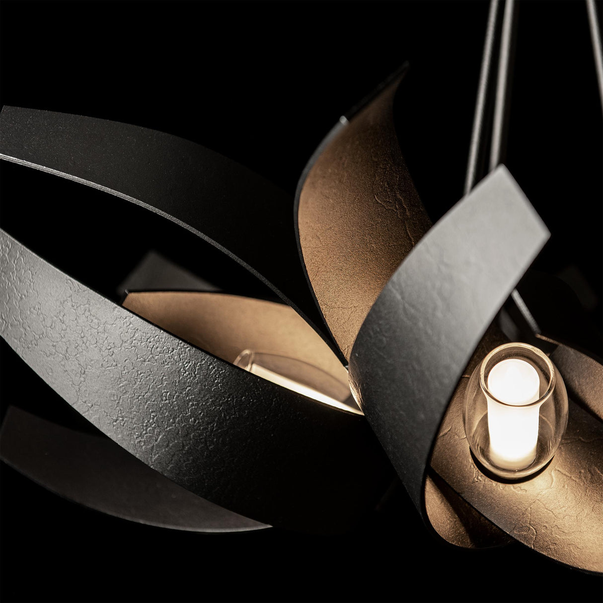 Hubbardton Forge 2012 Oil Rubbed Bronze Clear Glass with Frosted Diffuser (YE) Multi Corona Pendant